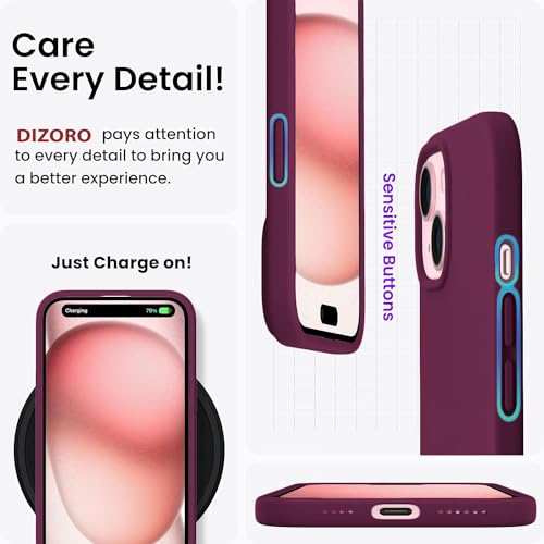 Image of DIZORO Compatible for iPhone 15 Plus Case 6.7, Slim Liquid Silicone Case 3 Layers Full Covered Soft Gel Rubber Phone Case Protective Cover 6.7 Inch - Wine Red