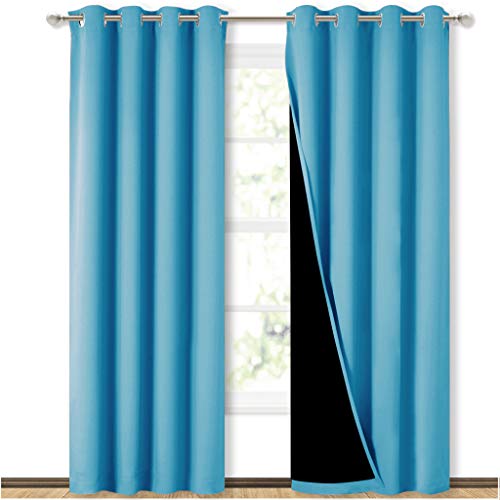 Image of NICETOWN 100% Blackout Curtains 84 inches Long, Pair of Energy Smart & Noise Blocking Out Drapes for Baby Room Window, Thermal Insulated Guest Room Lined Window Dressing(Teal Blue, 52 inches Wide)