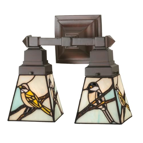 Meyda Tiffany 98519 Early Morning Visitors - Aplique de pared con 2 luces, 12 pulgadas de ancho, multicolor