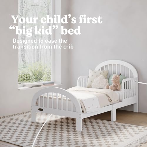Image of Graco Olivia Toddler Bed, White | GREENGUARD Gold Certified, Includes Toddler Safety Guardrails, Fits Standard Crib & Toddler Mattress, Stylish Arched Design