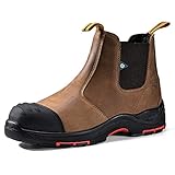 CSA Men's Safety Boots Composite Toe Work Boots Cow Leather Work Construction Boots Safety Shoes（Brown,Size 11）