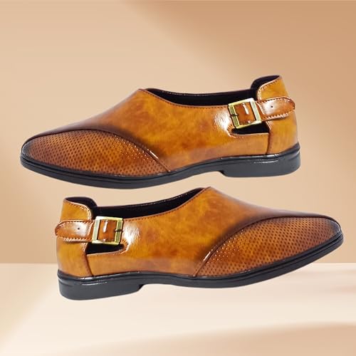 Image of ASTROVIA Men's Synthetic Leather Outdoor Loafer Shoes | Causal Shoes | Loafers | Moccasins | Lighweight Slip-On's | Soft Cushioned Insole | Trendy Non Lace-up Deisgn | Stylish & Comfortable