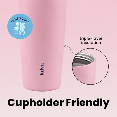 Image of KELVEE FreeSip Sway 900ml Insulated Stainless Steel Water Tumbler with Two-Way Spout & Straw, Bucket Handle, Leak-Proof BPA-Free Sports & Travel Sipper for School, Gym & Outdoor (Bubblegum)
