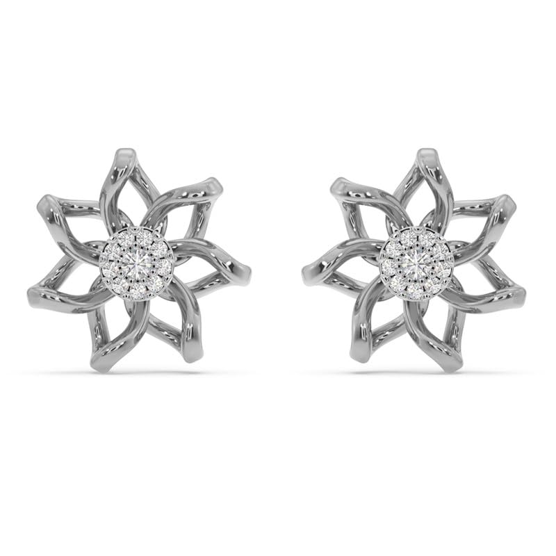 Kisna Real Diamond Jewellery 14KT White Gold SI Diamond Earrings for Woman | Fancy Flowery (B095YZT3ZJ) Amazon Price History, Amazon Price Tracker