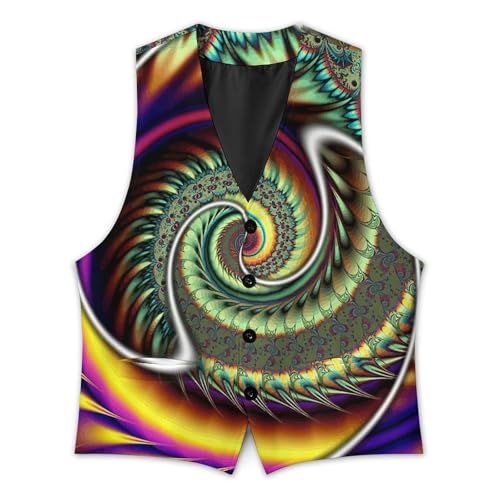 Meditative Colorful Pattern Men's Suit Vest Slim Fit V-Ncek Waistcoat Business Casual Vest3