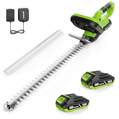 GOODJOB 20V Cordless Hedge Trimmer, 24 Inch Electric Bush Trimmer with 2 x 2.0Ah Batteries and Fast...