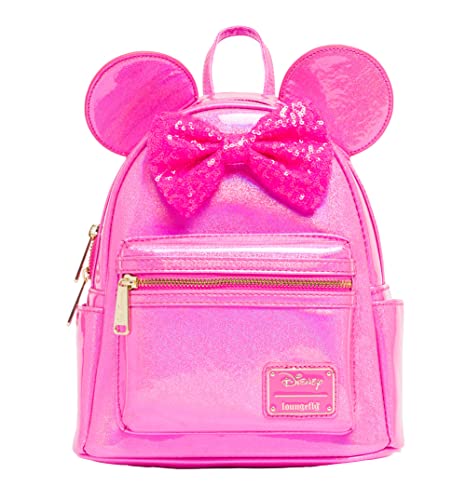 Loungefly Disney Minnie Mouse Glitter Sparkle Womens Double Strap Shoulder Bag Purse