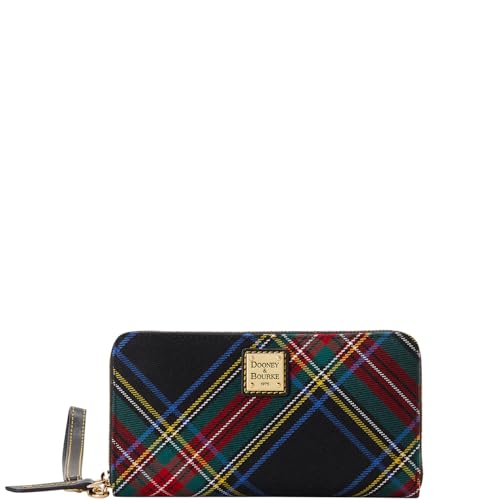 Dooney & Bourke Handbag, Tartan Large Zip Around Wristlet Crossbody - Black