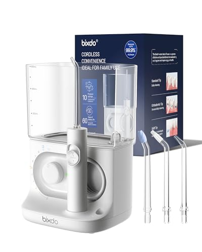 bixdo Countertop Rechargeable Water Flosser Cordless, 22OZ Large Tank &