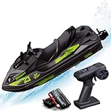 Ssccgym UDI023 RC Jet Racing Boat Remote Controlled Motorboat Watercraft 20km/h with LED 7.4V 2000mAh 2-Battery for Boys Kids Beginners on Lake Pool (Green)
