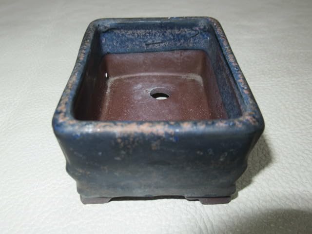 Amazon.co.jp: 1970年頃東京 植松陶翠 陶翠 海鼠釉 四方鉢 盆栽鉢 豆鉢