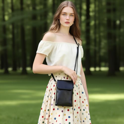 WITERY Small Crossbody Bags for Women - PU Leather Mini Phone Purse Cossbody Purse, Lightweight Black Cell Phone Wallet Pouch2