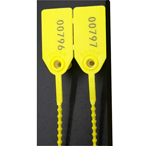 250mm Pull-Tite Plastic Security Seals Shipping Tags Disposable Signage Numbered(Package of 100) (Yellow) - Thumbnail 4