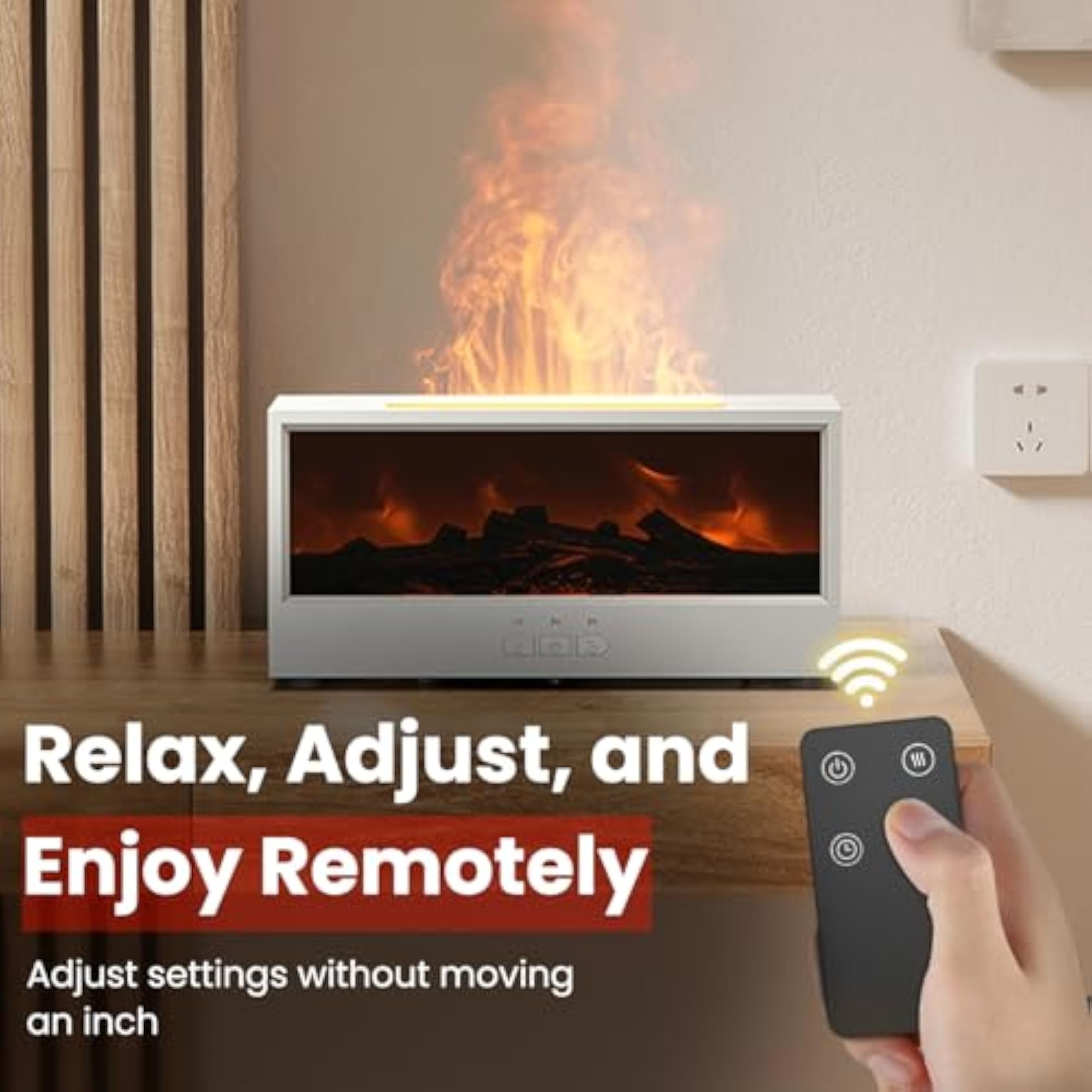 Fireplace Flame Diffuser Air Humidifier with 7 Colors Light