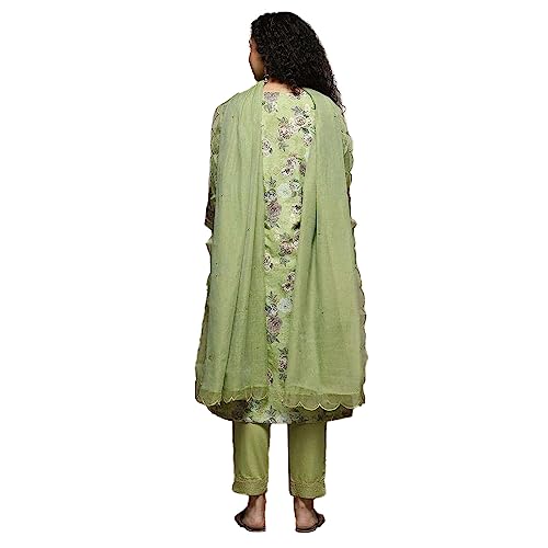 Image of BIBA Printed Poly Cotton Round Neck Women's Kurta Trouser Dupatta Set