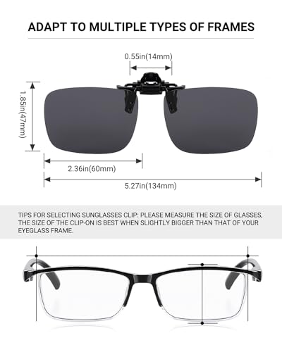 Image of TERAISE Polarized Clip on Sunglasses Over Prescription Glasses Anti-Glare UV400 for Men Women Driving Travelling Outdoor