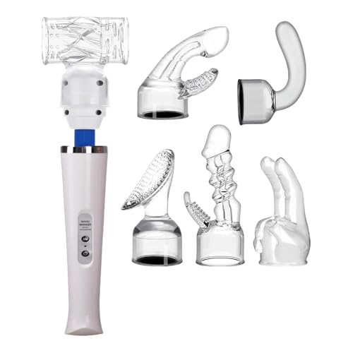 Nunadano Wand Massage Vibrator Attachments Set 6 Piece Handheld Accessories for Back Neck Leg Hand Come with 10 Speeds Powerful Magic Massager Wand for Home Office Pressure Relief