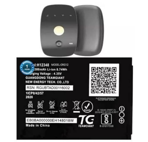 Image of Original H12348 Battery for Jio WiFi Reliance Jio WiFi Dongle /Airtel WiFi / M2S Fi 2 / Wireless Router 4g FI2 / M2 hot spot Battery with 1 Year Warranty **(P274)
