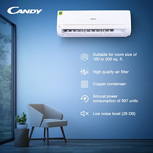 Image of Candy 1.5 Ton 4 Star Dual DC Inverter Split AC (Copper, 2022 Model, C18S4IN-CG, White), Free 1 Year Extended warranty