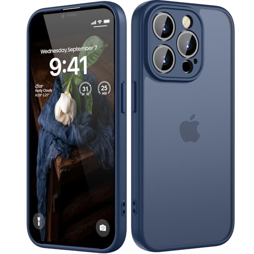 Coque iPhone 13 Pro protection antichoc dos translucide givré bleu