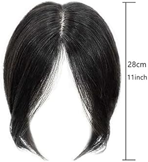 100% Real Topper Middle Side Part Human Hair, 11 Inches Hair Toppers For Women Real Human Hair Extensions, For Women With Thinning Bangs Bangs Hair Clip Top HairPieces (Color : Brown)