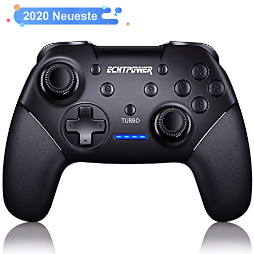 Controlador para Nintendo Switch, ECHTPower Bluetooth Wireless Pro Controller para Switch/Lite con turbo ajustable, Dual Shock 6-Gyro eje 600 mAh batería recargable