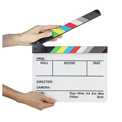 Gearmax® Clapboard Plastique Acrylique Clap Cinéma Film 25x30cm Scènes d'Action Cut Clapper Ardoise avec Perche Bâton Coloré Multi-Couleur pour Jeux Télévisés Studio en Direct Publicité Vidéo