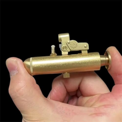 Image of Smoke King Submarine Press Lighter Gold Design, Refillable Brass & Zinc Alloy Windproof Lighter, Vintage Steampunk Style for Men (Fuel Not Included)