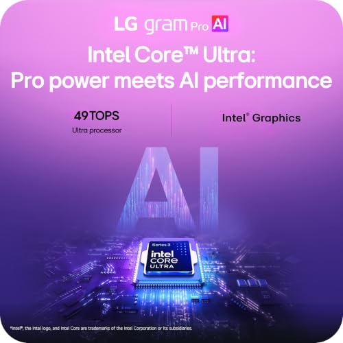 Image of LG gram Pro 16-inch Thin and Lightweight Dual AI Touchscreen Laptop Computer, Windows 11 Home, Copilot+ PC, Intel Core Ultra 7 355, 16GB RAM, 1TB SSD, Obsidian Black