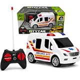 Generico Ferngesteuertes Auto für Kinder, City Car Mini Fahrzeuge, 13,5 cm, ferngesteuertes Auto mit Lichtern und Rädern, ferngesteuerter Krankenwagen, Bus mit Fernbedienung (C)