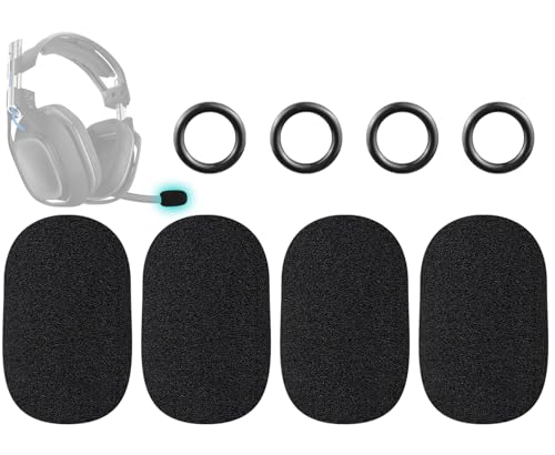 SOULWIT 4Pcs Microphone Cover for Astro A10 Gen 1/2, A20 Gen 1/2, A30/A30 Lightspeed, A40 Gen 1/2/TR, A50 Gen 1/2/3/4/5/X Headphones, Protective Mic Foam Cover Pop Filter Windscreen - Black