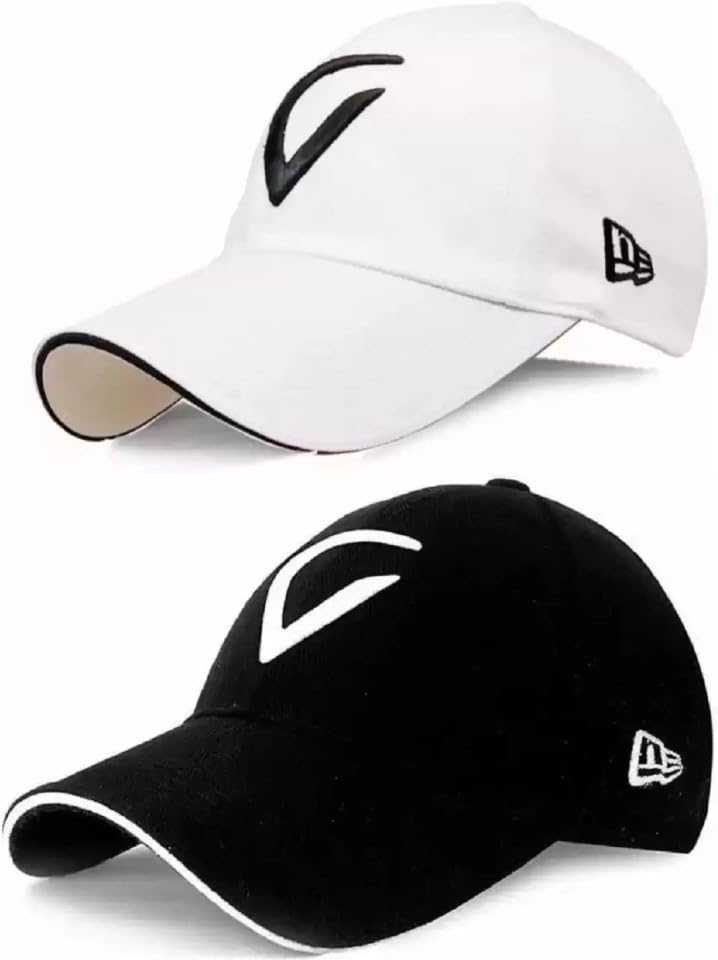 Branded A Combo Pack of 2 Stylish Sport Inspire Baseball Caps Plain Adjustable Mens and Womens Casual Formal Cap Free Size (Pack of 2) White-image-42