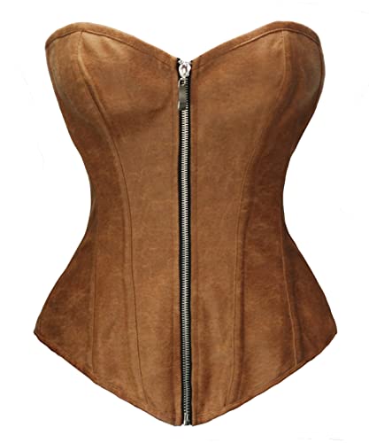 Corset en similicuir pour femme Bslingerie noir grande taille XXL avec zip