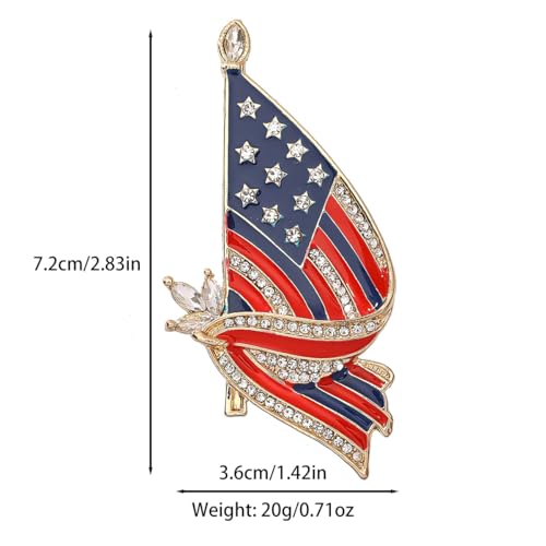 Image of Rhinestone Brooch Pins for Women, Vintage Crystal Enamel Brooches, American Flag Pin Patriotic Lapel Pins Gift for Suit Clothes Bag Accessories