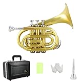 EASTROCK Pocket Trumpet Brass Bb Trumpet with 7C Mouthpiece special-shaped