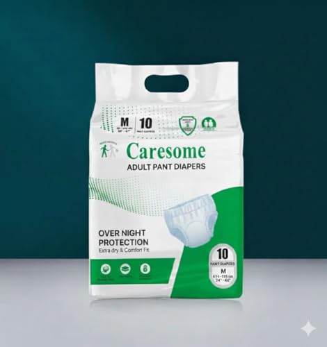 Image of Adult Diapers Pants Style - with Odour Lock, Unisex, Leakproof, Elastic Waist and Anti-Bacterial Absorbent Core - Waist Size 75cm - 140cm - 10 Count - M