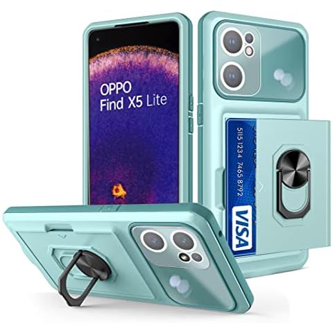 Huzhide Oppo Find X5 Lite 5G Case with Built-in Ring Kickstand, Heavy Duty Military Grade Protector Cover Anti-Scratch Shockproof Rugged Hard Tough Armor Phone Case for Oppo Find X5 Lite 5G, Green Cover