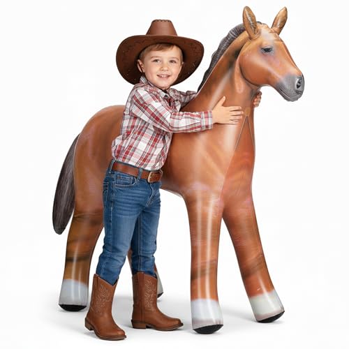 37 Inflatable Horse Decoration - Blow Up Brown Horse Toy for Kids Western Cowboy Barnyard Farm & Rodeo Party Supplies Birthday Fall Festivals Baby Shower Halloween & Holiday Dcor