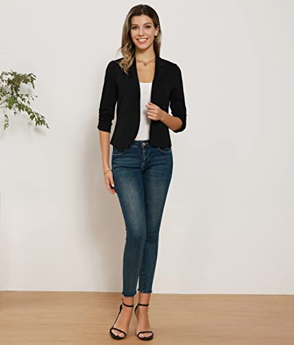 GRACE KARIN Women's Open Shrug Bolero 3/4 Sleeve Lightweight Formal Blazer Suit Jacket Black M - Image 7