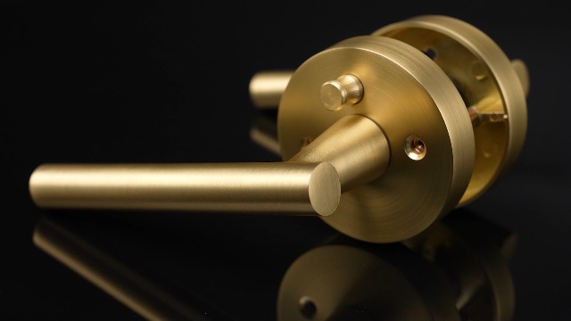 Haidms 4 Pack Gold Door Handles - Brushed Gold Interior Door Lever for Bathroom and Bedroom, Privacy Door Handle, Heavy Duty Modern Style