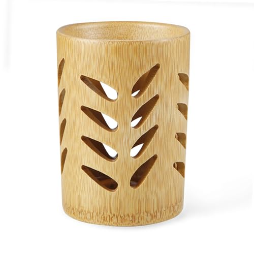 ZHU YU CHUN 1 PC Leaf Shape Toothbrush Holder Bathroom Wooden Toothbrush Holder Bathroom Toothbrush Accessories Pen Holder Toothbrush Pencil Makeup Brush Storage Holder(Bamboo)