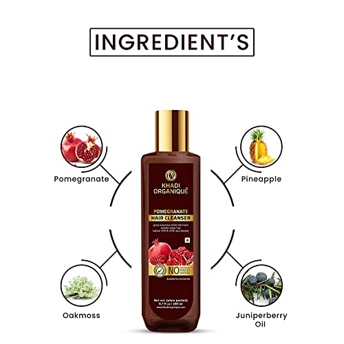 Image of Organique Pomegranate Hair Shampoo Natural UVA & UVB Rays Blocker, Repairs Damaged Hair & Nourishes Hair (No Sls & Paraben Free) 200 ml`