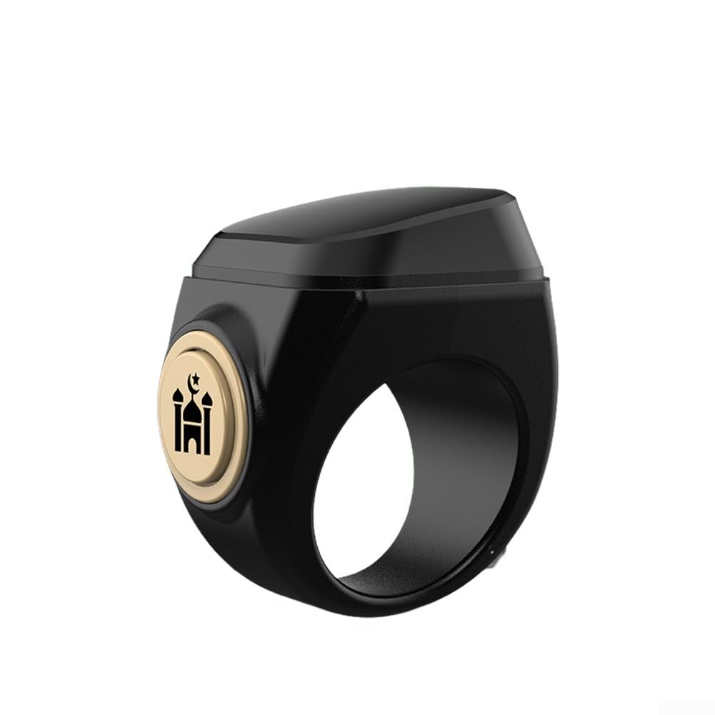 Smart Zikr-Ring, Rechargeable Electronic Digital Tasbih Counter Rings, Waterproof, 3 Sizes Finger Counter for Muslims, Prayer, Reminder(18mm Black)-picture-18