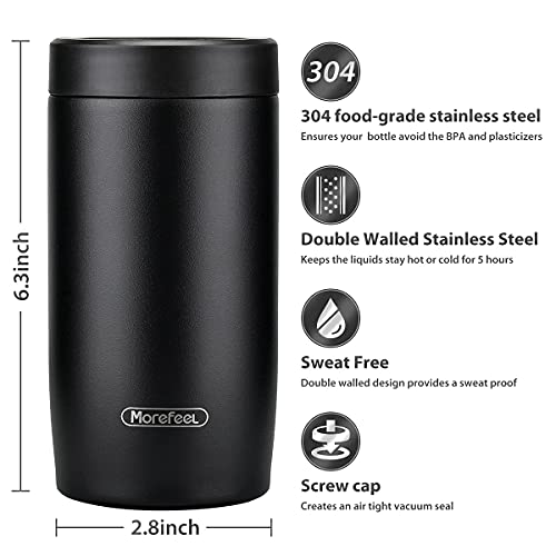 Image of Morefeel 4-in-1 Insulated Can Cooler for 12 oz Cans & Bottles | 304 Stainless Steel Can Holder Fits 12 Oz Slim Cans, Standard Cans, Beer Bottles & Works as A Open Cup; Dishwasher Safe