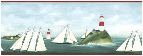 IMPERIAL 10-1/4 Sailboats Prepasted Wallpaper Border