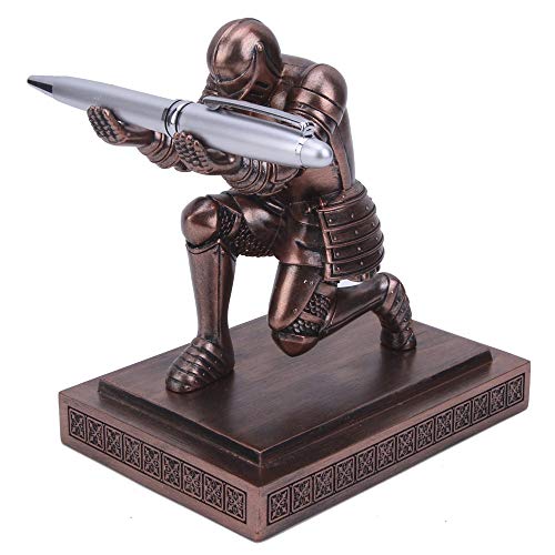Amoysanli Executive Knight Suporte decorativo para canetas de resina para organizador de mesa, presente para escritório e casa