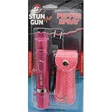 All New Flashlight Stun Gun and Pepper Spray Combo Pack for Self Defense (Pink)