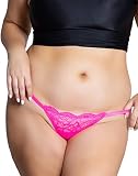 Yandy Hot Pink 1X/2X Plus Size Soft Sheer Low Rise Lace G-string Women Underwear