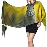  LINGF Bufanda cálida,bufandas y chales para mujer,chal suave para invierno y otoño,bufanda gruesa con borlas de gran tamaño para chaqueta cortavientos,bufanda de conejo,conejo,liebre,27 x 77 pulgadas
