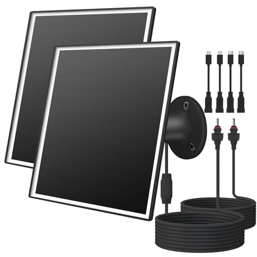 Chargeur de panneau solaire 6 W pour caméras de sécurité extérieures, DC 5 V, IP65 étanche. Micro USB/USB-C/DC (35 x 135) compatible avec les caméras...